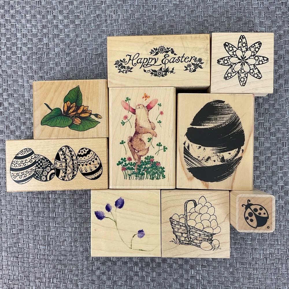 Vintage & assorted Easter Spring themed rubber stamps lot PSX Stamp Allies